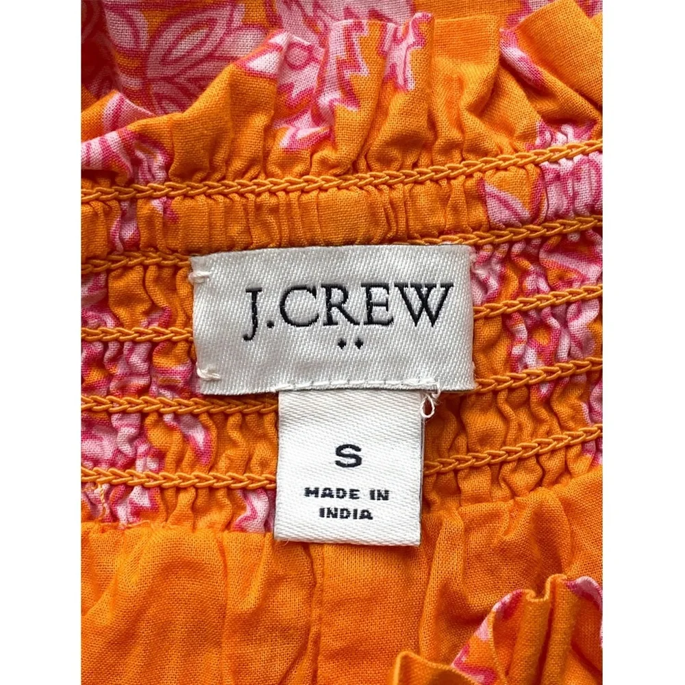 J Crew Ruffle Smocked Waist Mini Skirt‎ Sleeveless Button Up Blouse Set S Orange - Picture 13 of 16